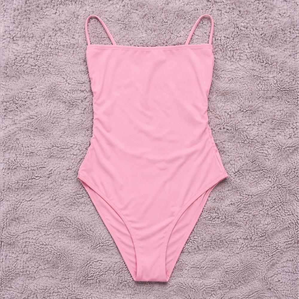Lulus Swimsuit Womens Large Pink Strappy Open Back Lace Up One Piece resort sexy